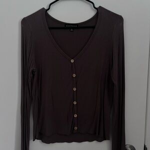Electric Family Women's Button-Up Ribbed Top - Dark Brown